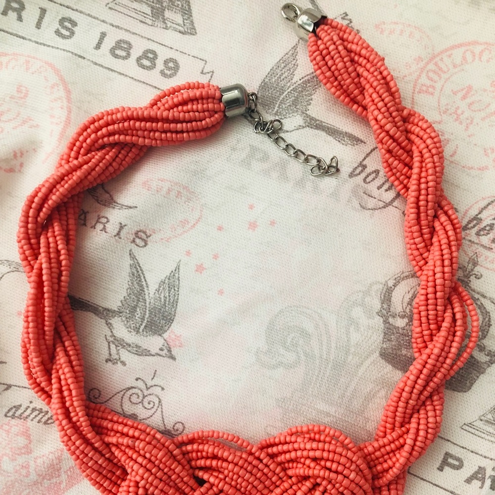 Coral Seed Bead Necklace - Picture 2 of 5